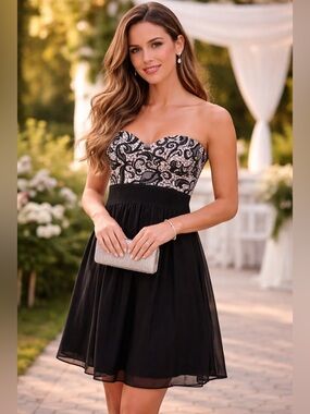 Rue21 Black Skater Dress with Pink Lace Bodice